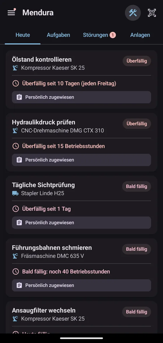 Startbildschirm im Dark Mode